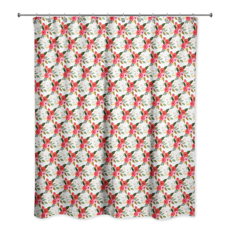 Rideau de douche simple floral Sofiane, Blanc