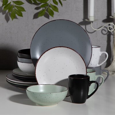 16 Piece Stoneware Dinnerware Set, Service for 4 -  Vancasso, VC-MODA-M-SL