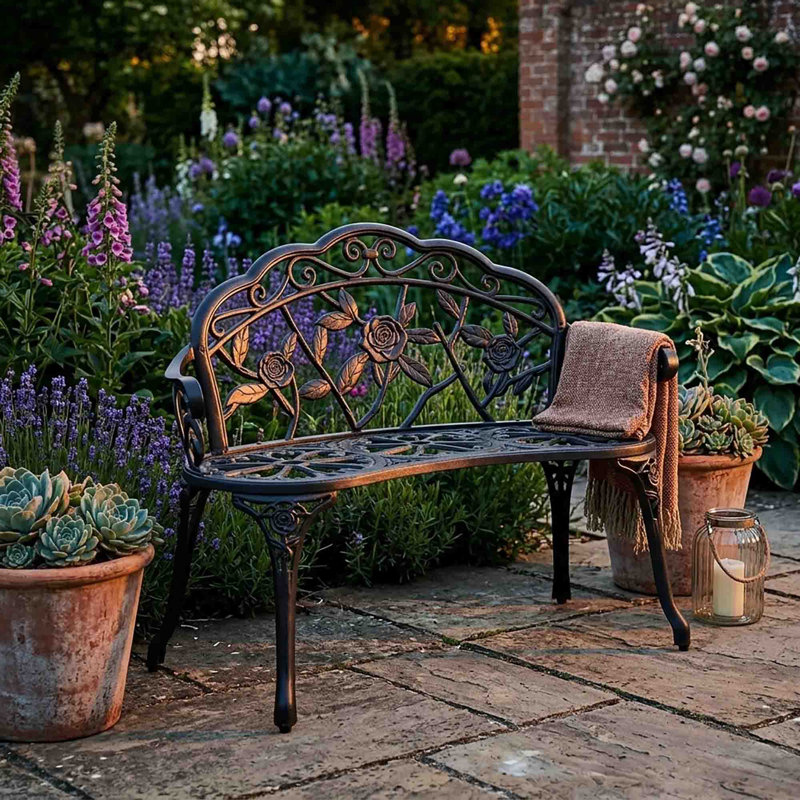Metal Outdoor Bench, Black