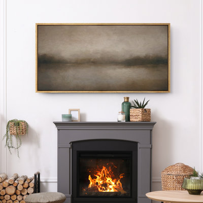 Large Framed Canvas Print Wall Art - Abstract Landscape Print for Modern Neutral Home Decor