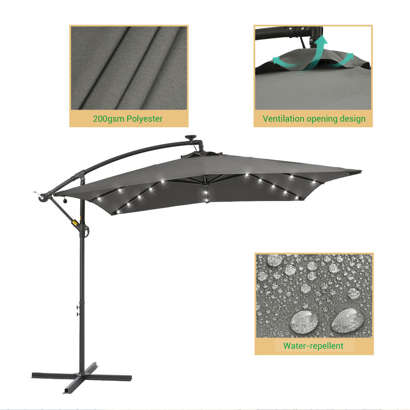 Parasol suspendu en porte-à-faux 8 pi 2 po x 8 pi 2 po, Anthracite