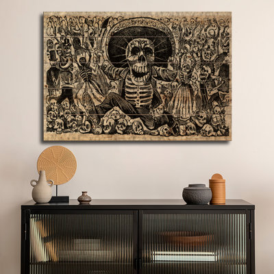 Reproduction d'art mural en bois - Squelettes - Calavera d'Oaxaca par Jose Guadalupe Posada
