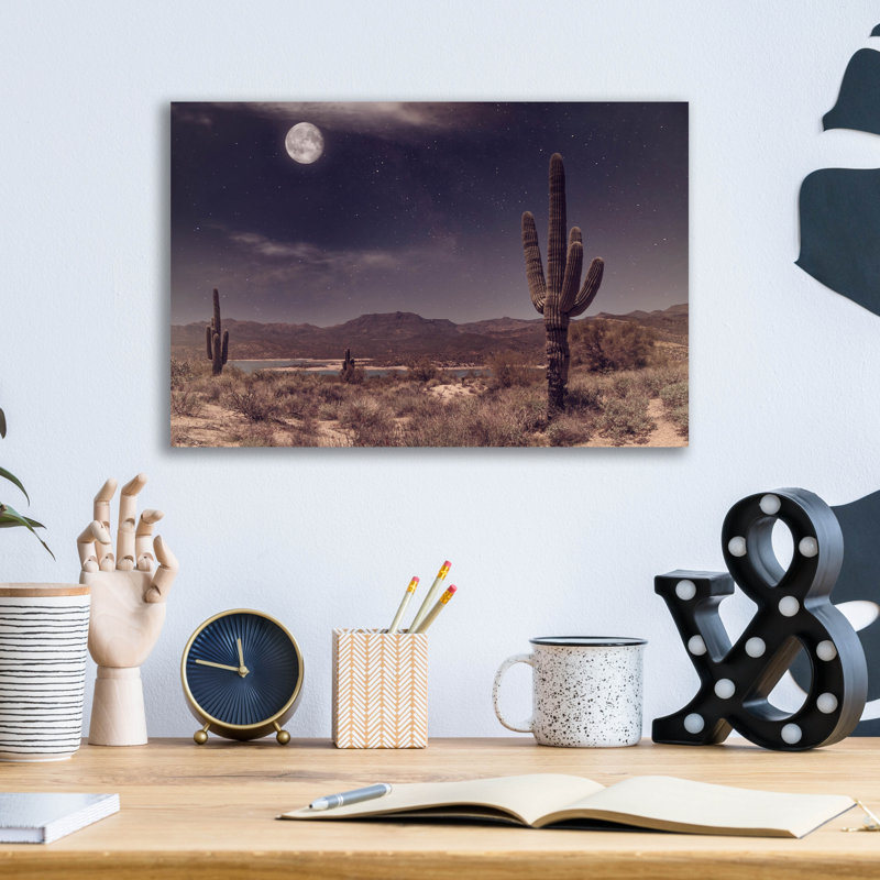 «Desert Moon» par Rick Berk, art mural en verre acrylique, H 12 po x l 16 po x P 0,13 po