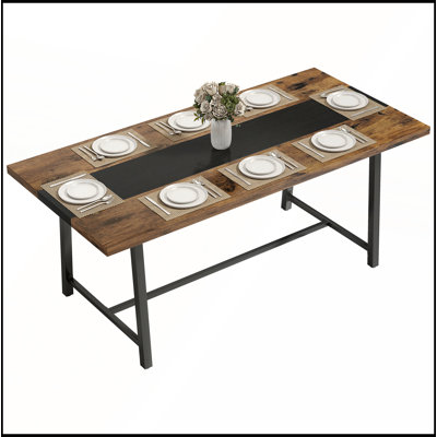 Table de salle à manger 70,9 "industrielle avec grand plateau pour 8 personnes