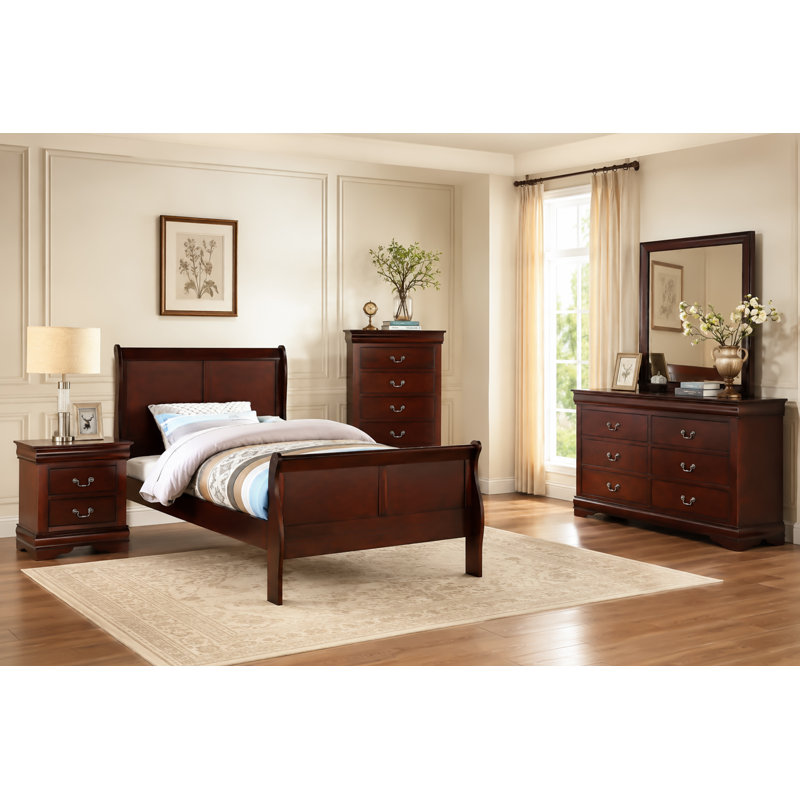 5 Piece Gillett, Twin, Dark Cherry