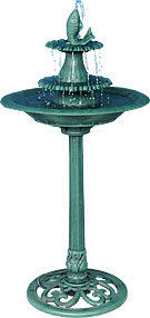 Green Plastic 3-Tier Pedestal Fountain Bird Bath