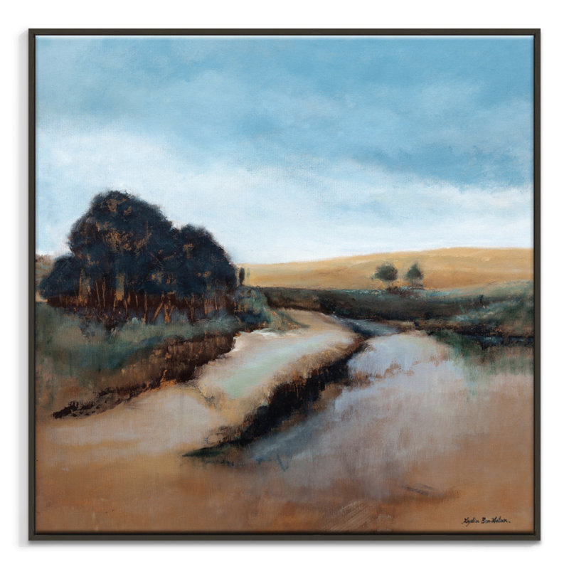 Story Brook by Lydia Ben-Natan - Painting on Canvas, 41cm H x 41cm W, Black