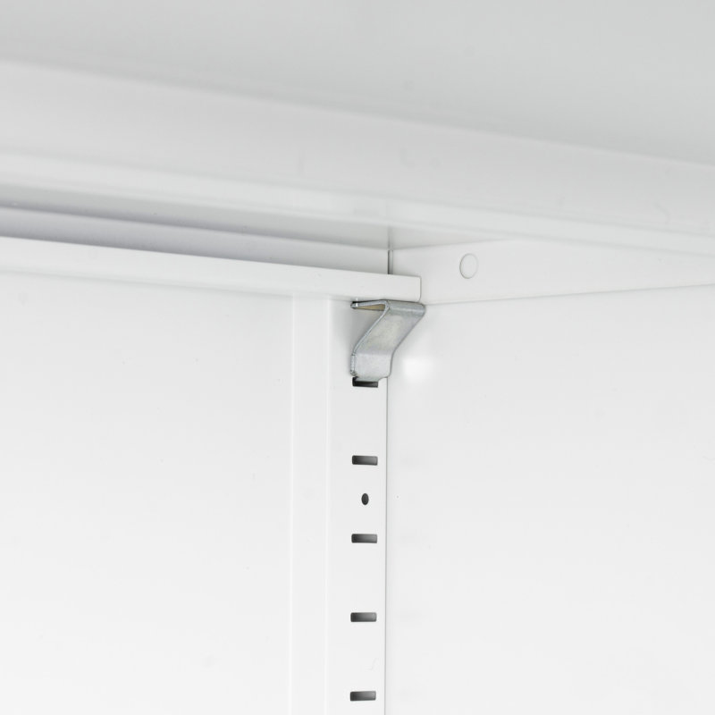 Armoire de rangement de garage en acier blanc avec 2 portes, tablettes réglables pour les articles lourds dans la maison et le bureau, construction, verrouillable, acier laminé à froid à haute résistance, stable, 31,31 dimensions,