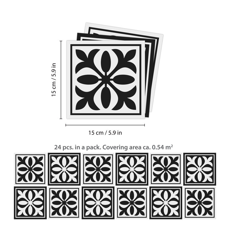 Yusuke 15cm W x 15cm L PVC Peel and Stick Mosaic Tile
