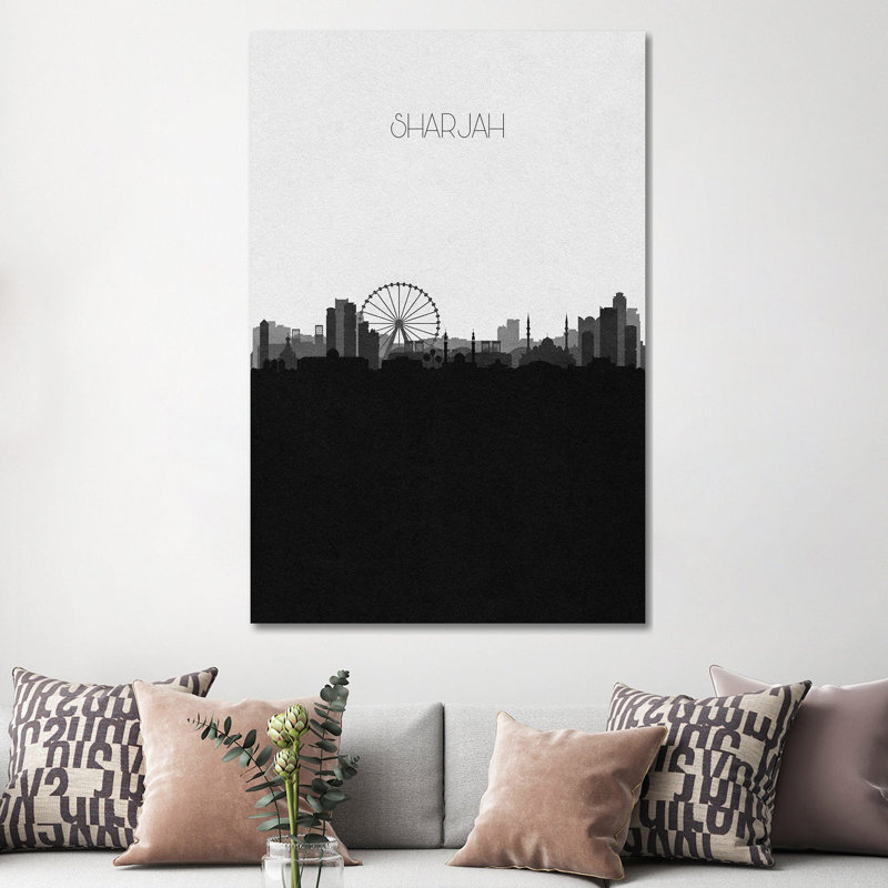 Sharjah, Uae City Skyline by Ayse Deniz Akerman - Wrapped Canvas Print