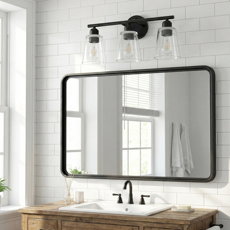 19 Inch 3-Light Black Modern Vanity Light , Matte Black, 3 Lights