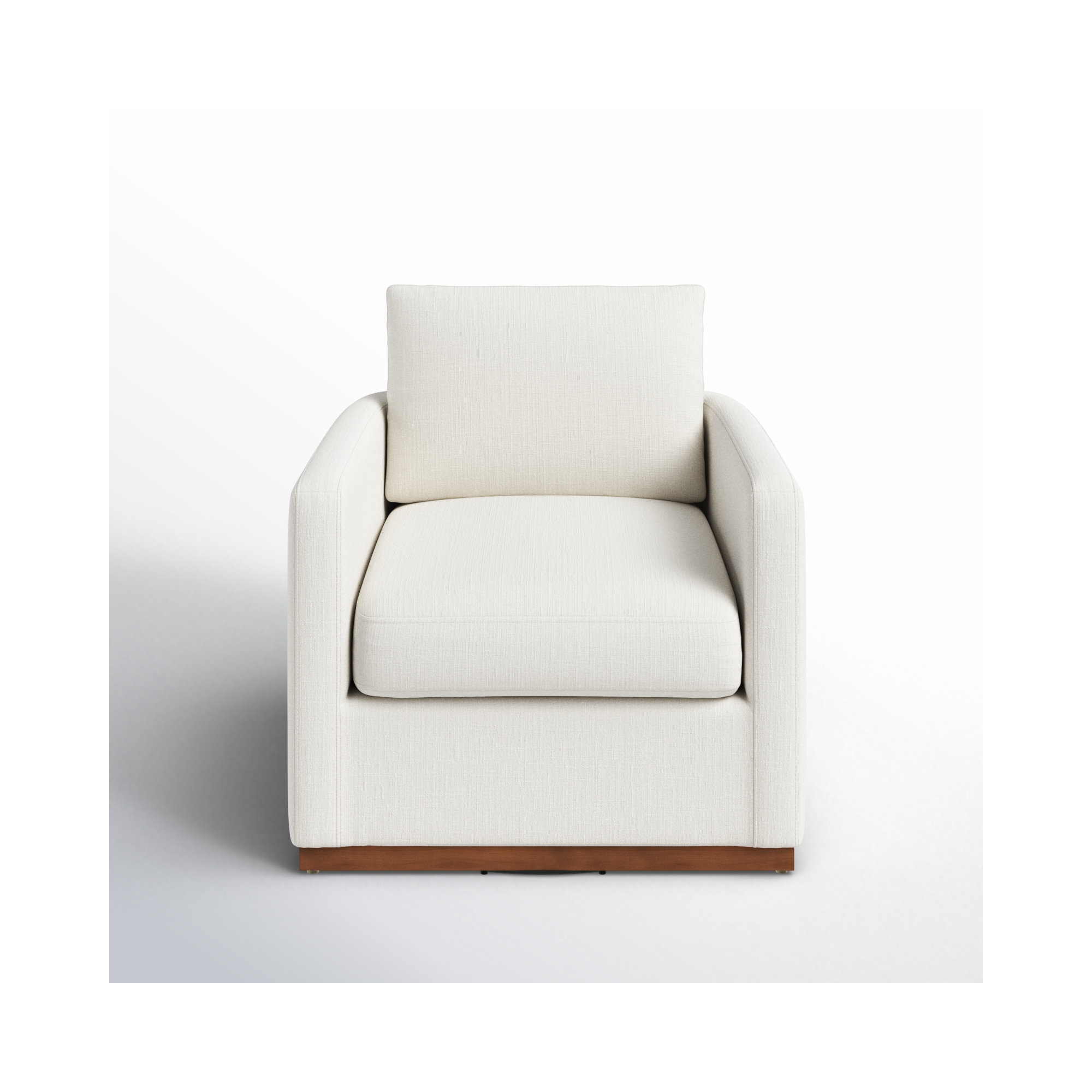 Bobbi Rounded Back Upholstered Swivel Armchair, Flannigan Cotton Performance Weave