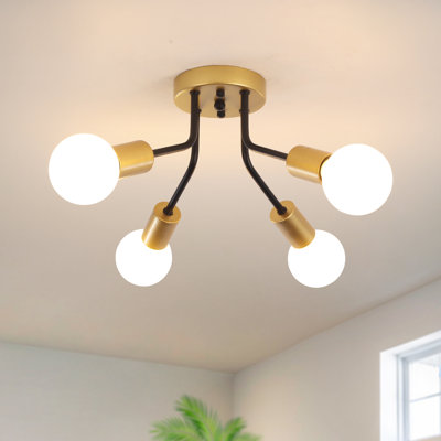 Luminaire linéaire industriel rétro vintage à 4 lumières sphériques Spoutnik 14,76 po Fasnacht
