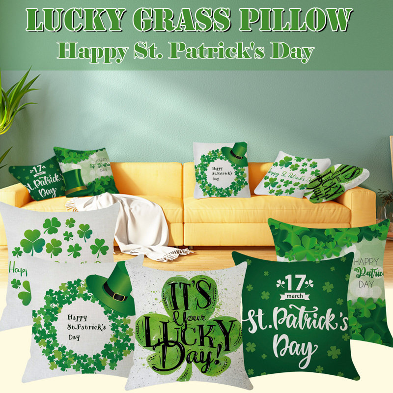 Housse de coussin en lin St. Patrick's Day