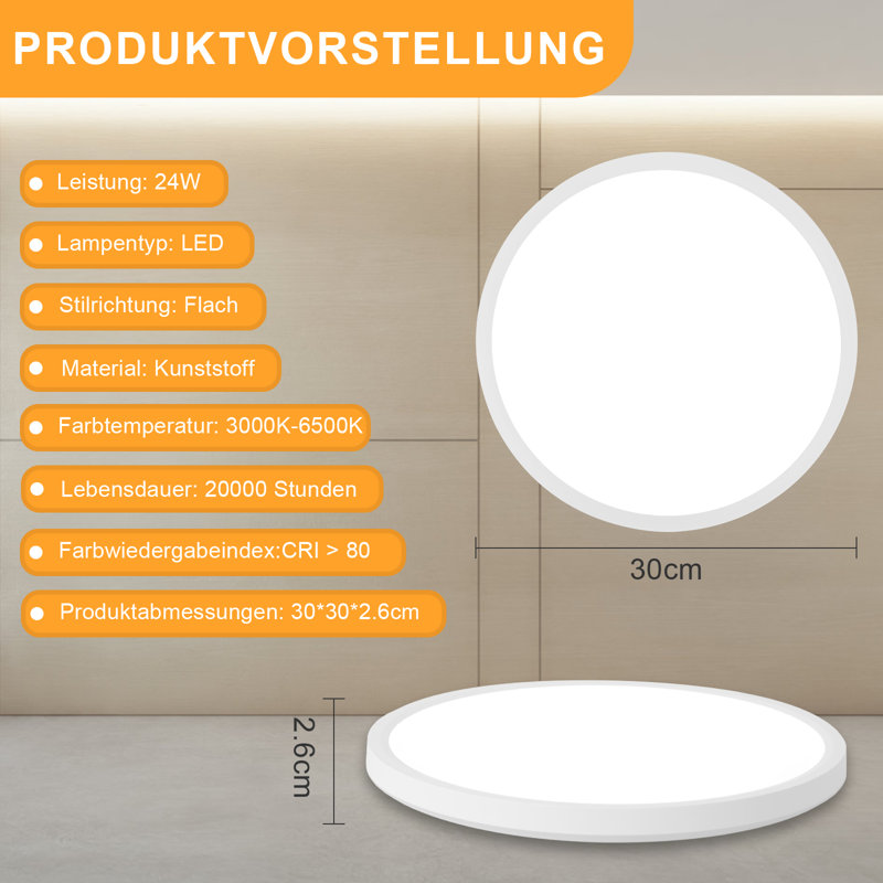 Dazia Plastic LED Flush Mount, White/Matt Black