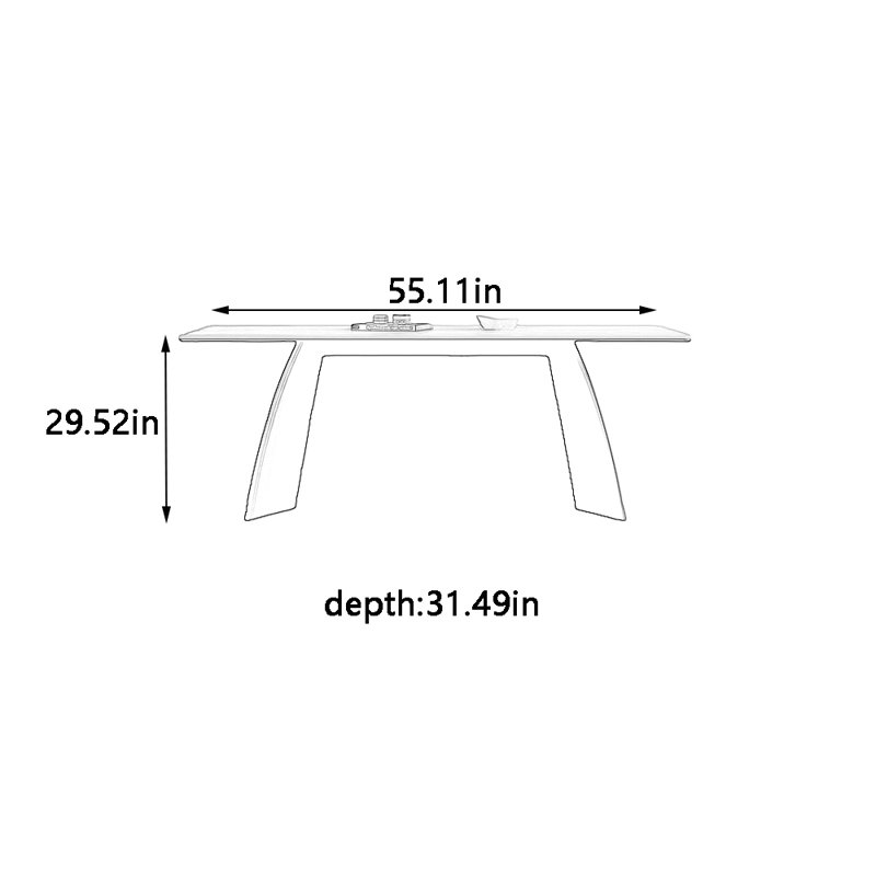 Modern art rectangular dining table, 29.52"H x 55.11"L x 31.49"W