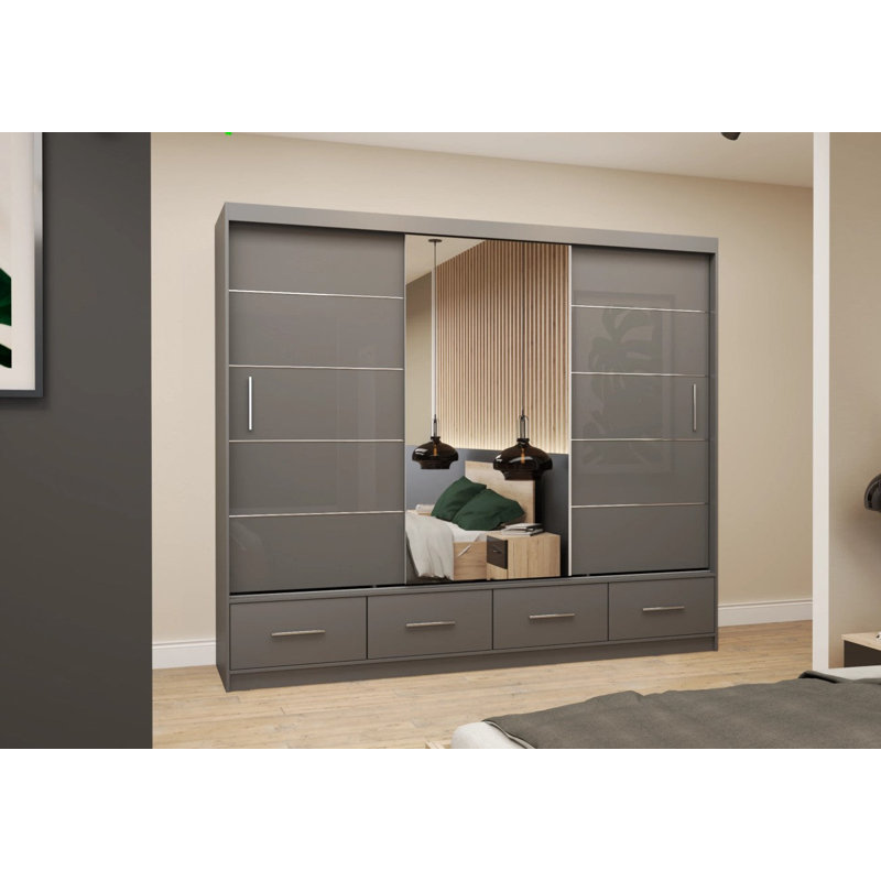 Manufactured Wood Wardrobe, Grey