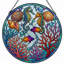 Panneau de vitrail en coquillage Seahorse, H 12 po-130897971