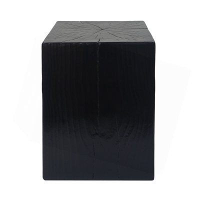 Wood-Look Square-Column MGO End Table, H18",Wood-Like Distressed Finish, Mix With Different Heights, Indoor Outdoor Use,Black Color