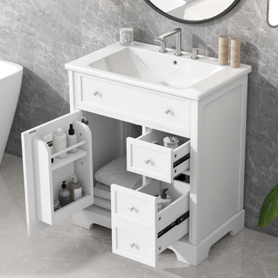 Meuble-lavabo 30 po avec comptoir d'évier, armoire avec porte et 2 tiroirs