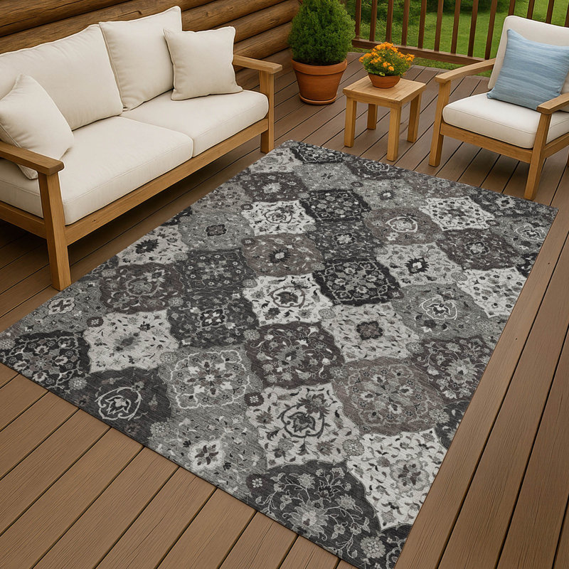 Machine Washable Indoor/Outdoor Matteson ACN2292 Panel Rug, Rectangle 3' x 5'