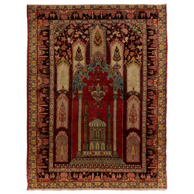 Tapis semi-antique fabriqué à la main en laine de Cappadoce en Turquie, ca 1940