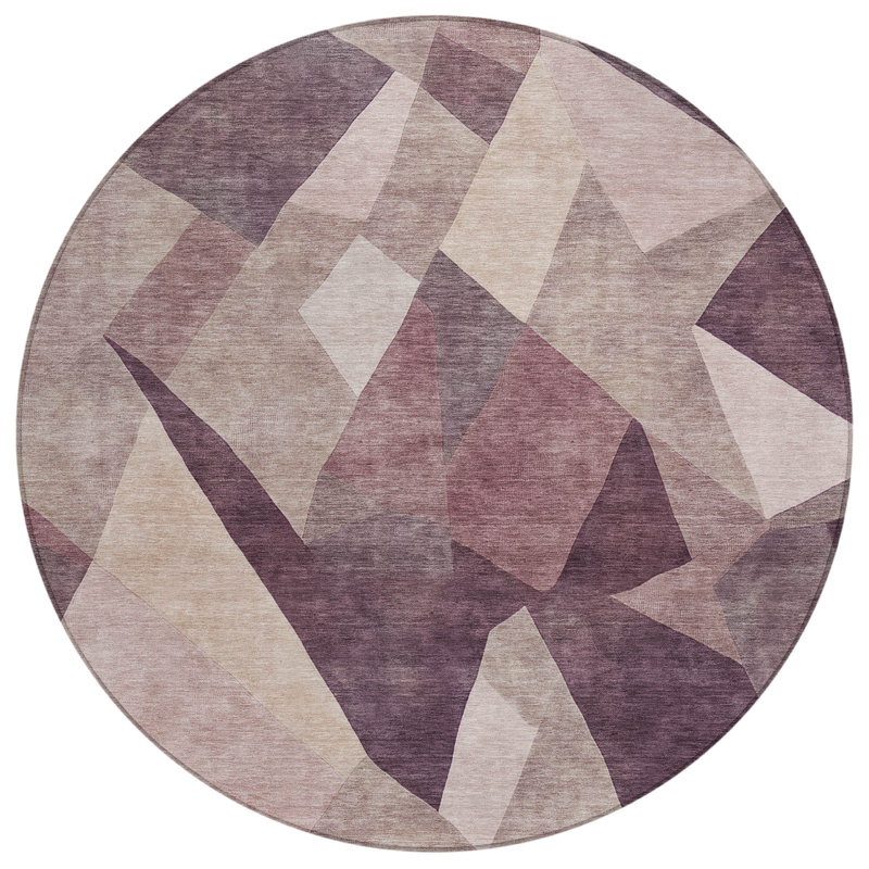 Machine Washable Indoor/Outdoor Kesler ACN2374 Abstract Rug, Round 8'