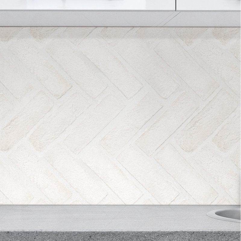 MSI 12 in. x 15 in. Natural Textured Clay Brick Mosaic Floor and Wall Tile, Alpine White