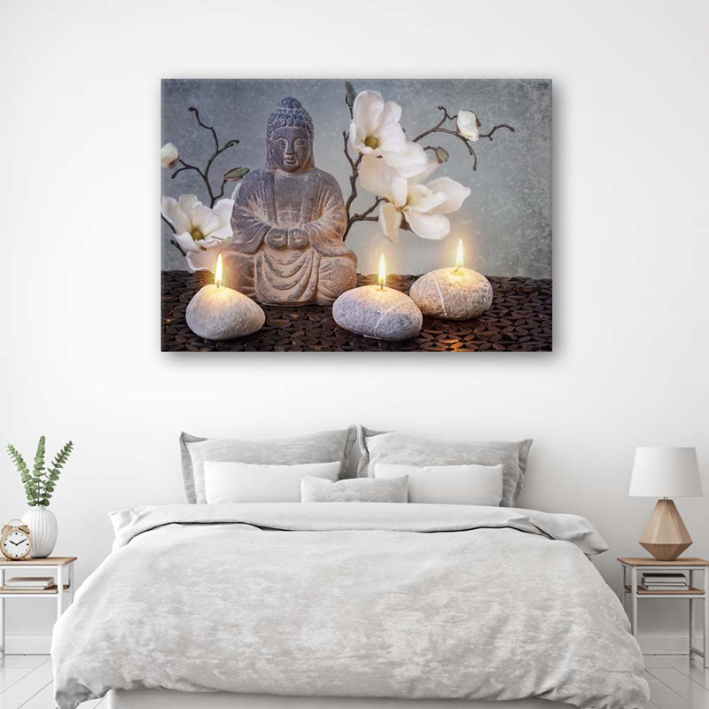 Buddha Orchid Flowers - Wrapped Canvas Print, 60cm H x 90cm W