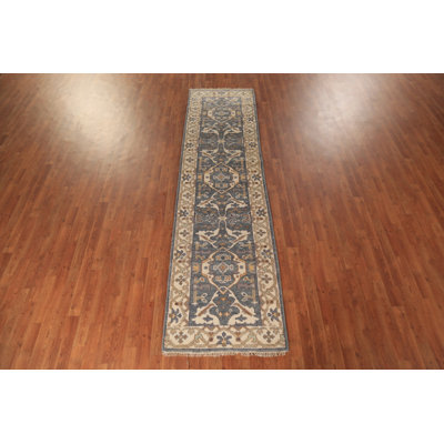 Light Blue Oushak Oriental Runner Rug 3x10