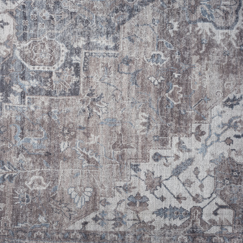 Tapis oriental gris lavable à la machine Kujawski, Rectangle 5 pi 2 po x 7 pi 2 po