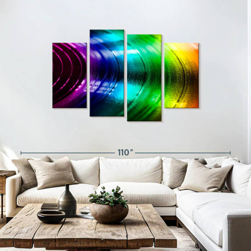 Disque vinyle arc-en-ciel, H 48 po x l 75 po