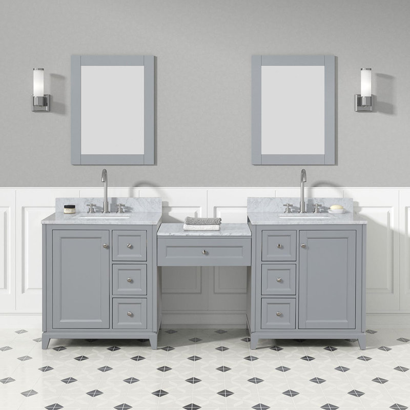 Ensemble de meuble-lavabo double 84 po Atwell, gris