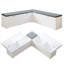 Banc de rangement en forme de L, banc de coin-repas de cuisine, banc d'angle sans dossier avec rangement, bancs à chaussures avec coussin pour vestiaire d'entrée, blanc et gris, P 63 po x l 63 po x H 18,3 po