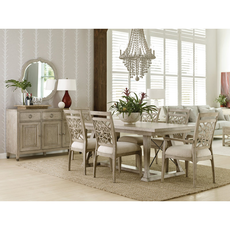 Transitional Clayton Extendable Oak Dining Table in Soft Gray