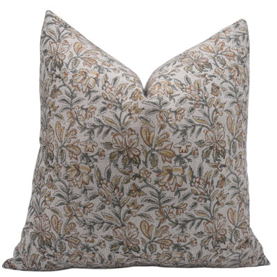 Housse de coussin lombaire à motif floral en lin 14 x 20, housse de coussin en lin faite à la main en tissu - QUDRAT