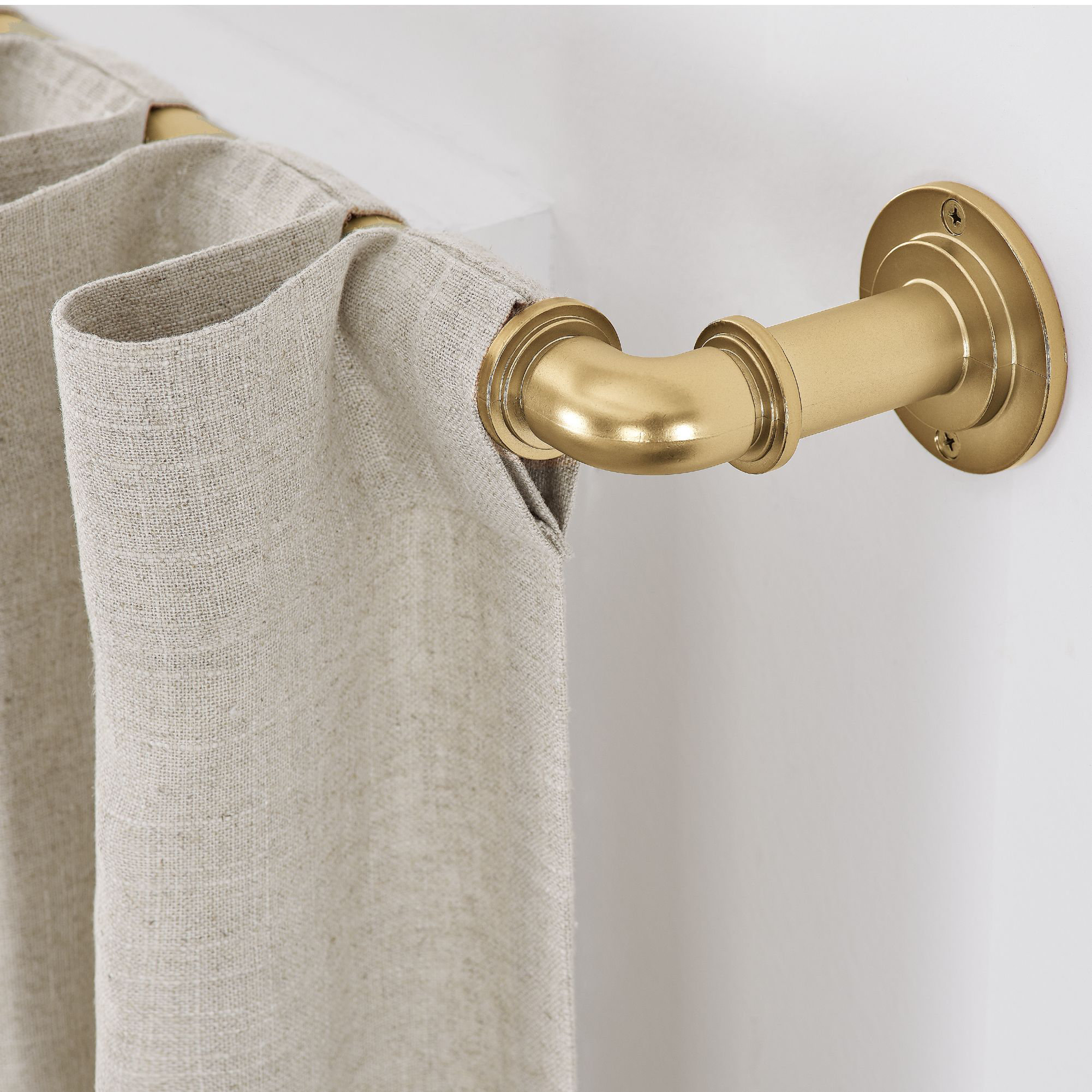 Porter Single Polished Brass Curtain Rod with Acrylic Finial 28