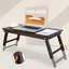 Adjustable Black Bamboo Lap Breakfast Desk with Drawer for Bed Floor