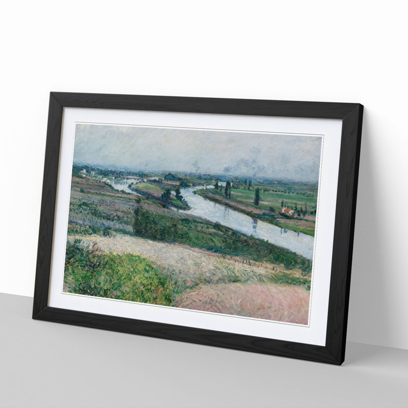 View of the River Seine by Gustave Caillebotte - Picture Frame Painting, Black, 36cm H x 48cm W x 2cm D