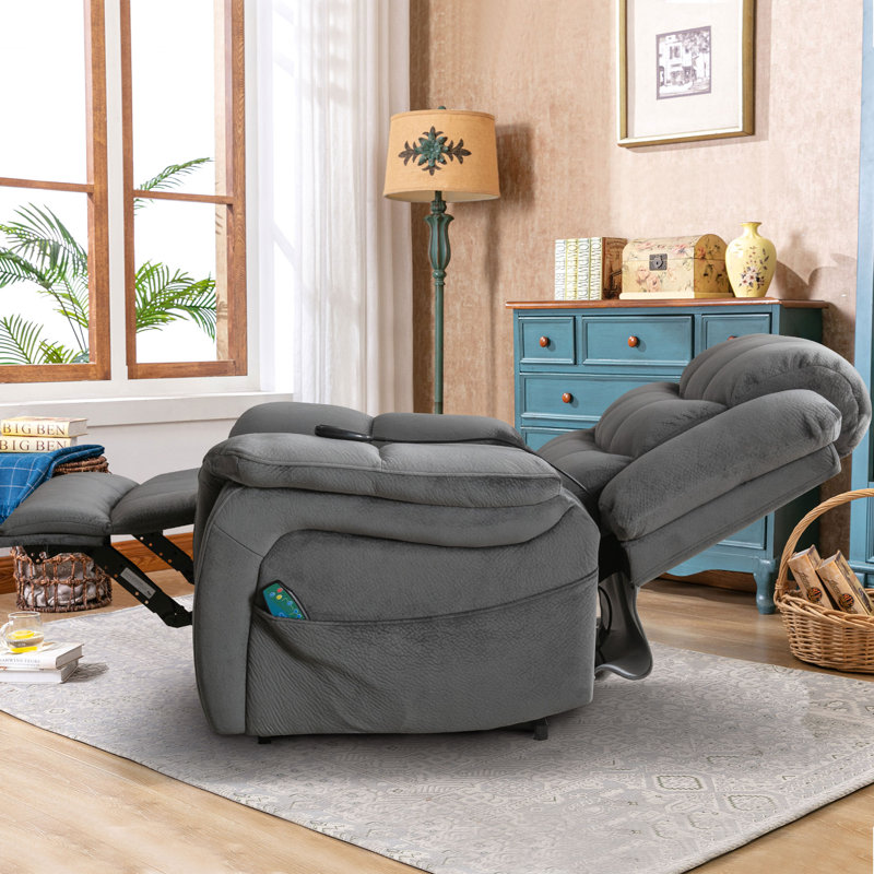 Fauteuil inclinable de 40,16 po de largeur de style contemporain à deux moteurs avec fauteuil chauffant (ensemble de 2), Gris