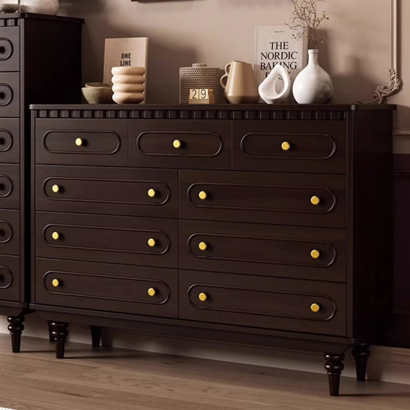 Armoire d'appoint en bois massif noyer foncé, H 36,22 po x L 52,76 po x l 15,35 po