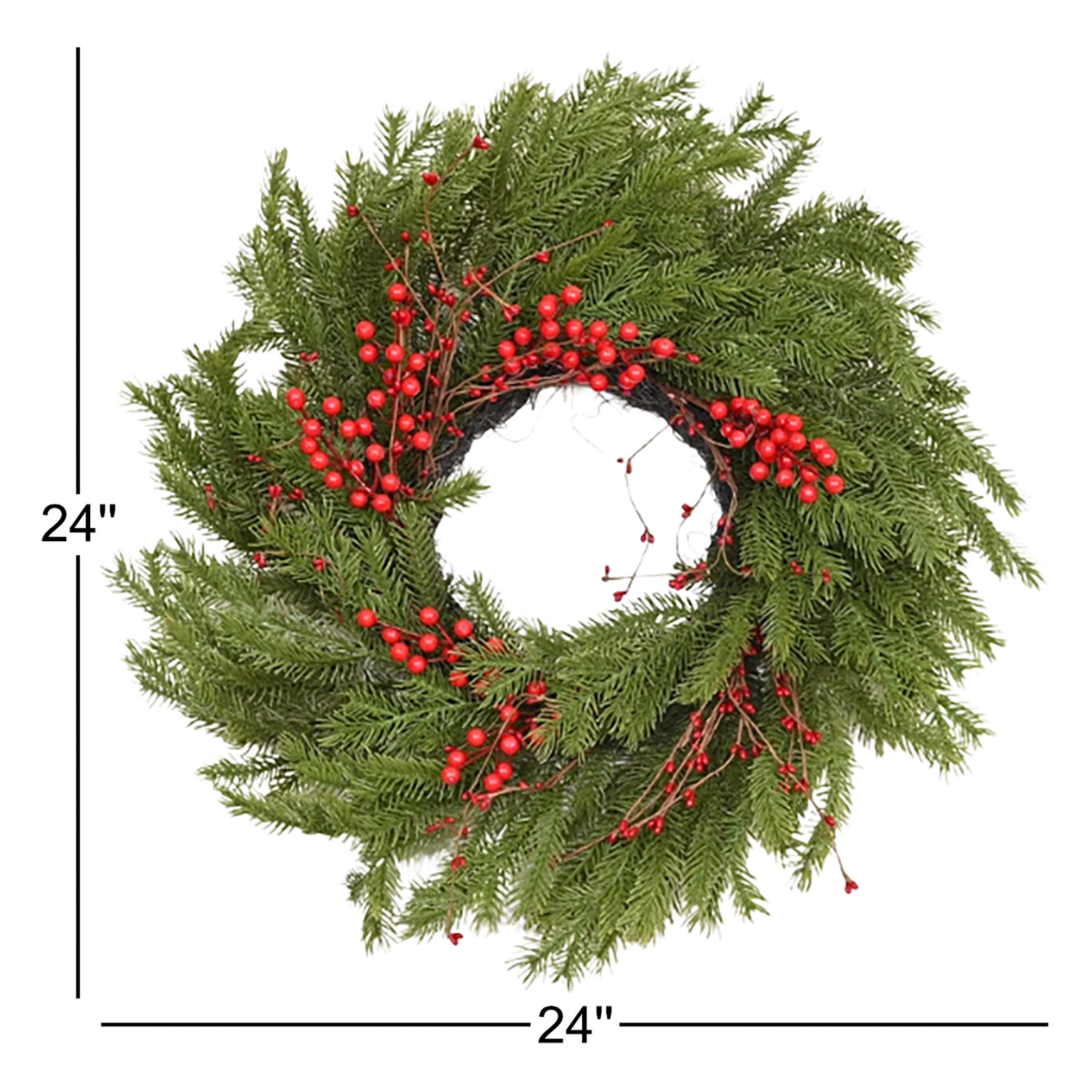 24" Handcrafted Cypress, Berry Christmas Wreath
