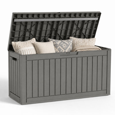 60 Gallon Weather-Resistant And Waterproof Resin Lockable Deck Box(Grey)