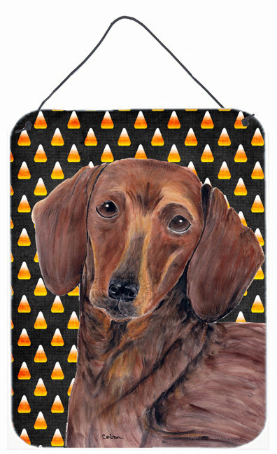 «Burniece Candy Corn», impression d'Halloween sur plaque, Teckel 1