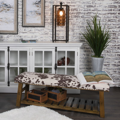 Rego Faux Cowhide Upholstered Storage Bench