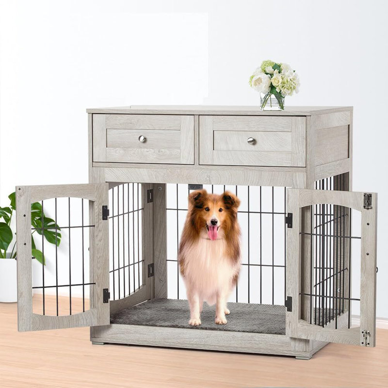 Niche pour chien Fanechka, Brun rustique, H 40 po x l 23,6 po x P 39,4 po
