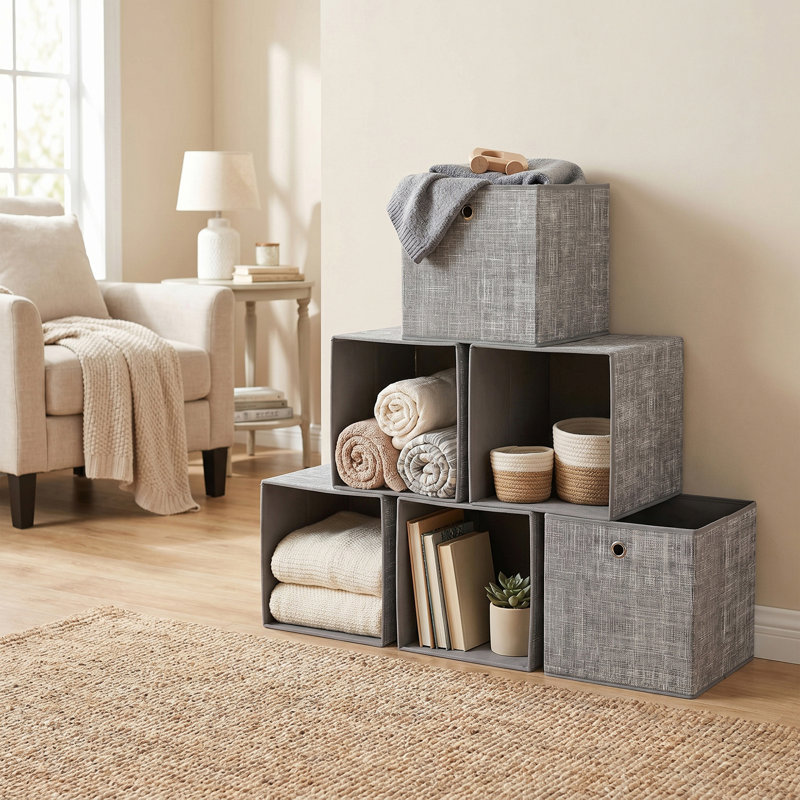 12 Pair Stackable Shoe Storage Box, Flecked Grey