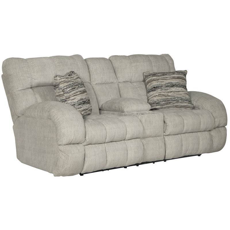 Annaliisa Upholstered 86'' Reclining Loveseat, Beige Polyester, Manual