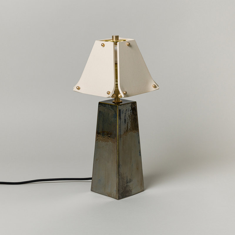 Osen Table Lamp, Obsidian, Bone, 18" H x 7.5" W x 7.5" D