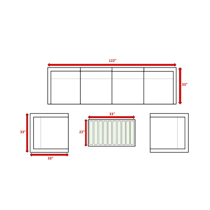 Ensemble de conversation modulaire en osier 6 personnes avec coussins entièrement assemblé
